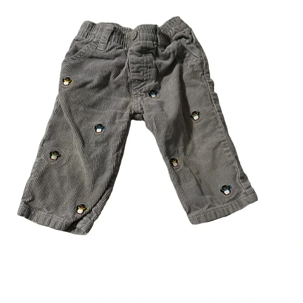 Gymboree baby size 6-12 months corduroy pants with embroidered penguins
